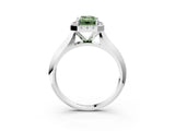 White gold Fancy Green Emerald  Cut Halo Solitaire Engagement Ring with Square Band and Four-Prong Setting_141