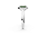 White gold Fancy Green Emerald  Cut Halo Solitaire Engagement Ring with Square Band and Four-Prong Setting_14