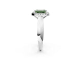 White gold Fancy Green Emerald  Cut Halo Solitaire Engagement Ring with Square Band and Four-Prong Setting_14