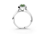White gold Fancy Green Emerald  Cut Halo Solitaire Engagement Ring with Square Band and Four-Prong Setting_15
