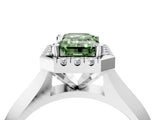 White gold Fancy Green Emerald  Cut Halo Solitaire Engagement Ring with Square Band and Four-Prong Setting_16