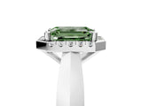 White gold Fancy Green Emerald  Cut Halo Solitaire Engagement Ring with Square Band and Four-Prong Setting_17