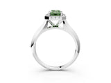 White gold Fancy Green Emerald  Cut Halo Solitaire Engagement Ring with Square Band and Four-Prong Setting_87