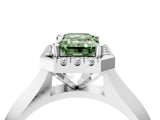 White gold Fancy Green Emerald  Cut Halo Solitaire Engagement Ring with Square Band and Four-Prong Setting_88