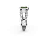 White gold Fancy Green Emerald  Cut Halo Split Shank Diamond Ring with Four-Prong Setting_47