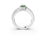White gold Fancy Green Emerald  Cut Halo Split Shank Diamond Ring with Four-Prong Setting_48