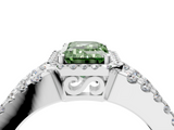 White gold Fancy Green Emerald  Cut Halo Split Shank Diamond Ring with Four-Prong Setting_49