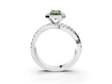 White gold Fancy Green Emerald  Cut Halo Split Shank Prong Setting Ring_28
