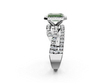 White gold Fancy Green Emerald  Cut Halo Split Shank Prong Setting Ring_62