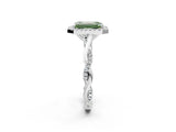White gold Fancy Green Emerald Cut Halo Twist Band with Four-Prong Setting_74