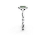 White gold Fancy Green Emerald  Cut Halo Twisted Band Four-Prong Ring_22