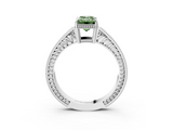 White gold Fancy Green Emerald  Cut Milgrain Channel Set Engagement Ring with Solitaire Prong Setting_84