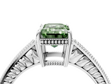White gold Fancy Green Emerald  Cut Milgrain Channel Set Engagement Ring with Solitaire Prong Setting_89
