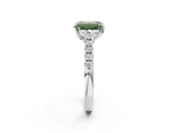 White gold Fancy Green Emerald  Cut Pavé Band Solitaire Ring with Four-Prong Setting_40