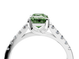 White gold Fancy Green Emerald  Cut Pavé Band Solitaire Ring with Four-Prong Setting_43