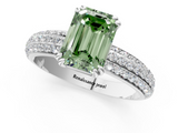 White gold Fancy Green Emerald  Cut Pave Diamond Engagement Ring with Channel Set Band and Four-Prong Setting_20