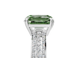 White gold Fancy Green Emerald  Cut Pave Diamond Engagement Ring with Channel Set Band and Four-Prong Setting_24