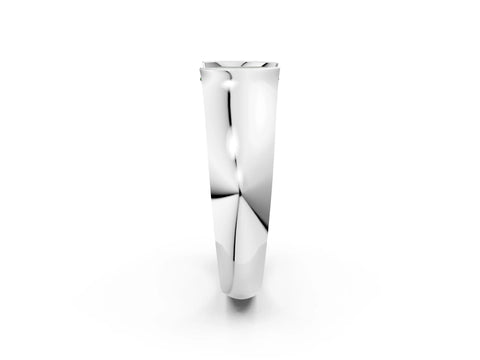 White gold Fancy Green Emerald Cut Solitaire Bezel Set Diamond Ring with Wide Band_14