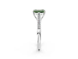 White gold Fancy Green Emerald Cut Solitaire Cathedral Diamond Engagement Ring with Channel-Set Band and Four-Prong Setting_17