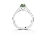 White gold Fancy Green Emerald Cut Solitaire Cathedral Diamond Engagement Ring with Channel-Set Band and Four-Prong Setting_18