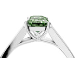 White gold Fancy Green Emerald Cut Solitaire Cathedral Diamond Engagement Ring with Channel-Set Band and Four-Prong Setting_19