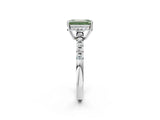 White gold Fancy Green Emerald Cut Solitaire Diamond Engagement Ring with Pavé Band and Six-Prong Setting_14