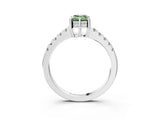 White gold Fancy Green Emerald Cut Solitaire Diamond Engagement Ring with Pavé Band and Six-Prong Setting_15