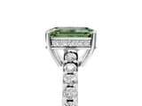 White gold Fancy Green Emerald Cut Solitaire Diamond Engagement Ring with Pavé Band and Six-Prong Setting_17