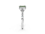 White gold Fancy Green Emerald Cut Solitaire Diamond Engagement Ring with Pavé Band and Six-Prong Setting_26