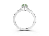 White gold Fancy Green Emerald Cut Solitaire Diamond Engagement Ring with Pavé Band and Six-Prong Setting_27