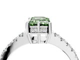 White gold Fancy Green Emerald Cut Solitaire Diamond Engagement Ring with Pavé Band and Six-Prong Setting_28