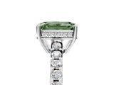 White gold Fancy Green Emerald Cut Solitaire Diamond Engagement Ring with Pavé Band and Six-Prong Setting_29