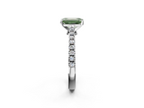 White gold Fancy Green Emerald  Cut Solitaire Diamond Engagement Ring with Pave Band and Four-Prong Setting_183