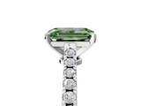 White gold Fancy Green Emerald  Cut Solitaire Diamond Engagement Ring with Pave Band and Four-Prong Setting_185