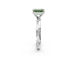 White gold Fancy Green Emerald Cut Solitaire Diamond Engagement Ring with Twisted Pave Band and Four-Prong Setting_21