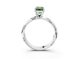 White gold Fancy Green Emerald Cut Solitaire Diamond Engagement Ring with Twisted Pave Band and Four-Prong Setting_22
