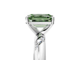 White gold Fancy Green Emerald Cut Solitaire Diamond Engagement Ring with Twisted Pave Band and Four-Prong Setting_24