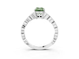 White gold Fancy Green Emerald Cut Solitaire Diamond Ring with Infinity Twist Band and Four-Prong Setting_3