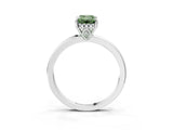 White gold Fancy Green Emerald Cut Solitaire Diamond Ring with Prong Setting and Plain Band_27