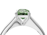 White gold Fancy Green Emerald Cut Solitaire Diamond Ring with Six-Prong Setting and Classic Band_13