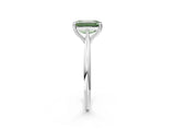 White gold Fancy Green Emerald Cut Solitaire Diamond Ring with Six-Prong Setting and Classic Band_158