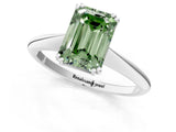 White gold Fancy Green Emerald Cut Solitaire Diamond Ring with Six-Prong Setting and Classic Band_15