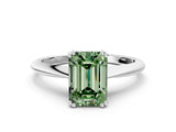 White gold Fancy Green Emerald Cut Solitaire Diamond Ring with Six-Prong Setting and Classic Band_25