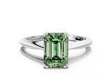White gold Fancy Green Emerald Cut Solitaire Diamond Ring with Six-Prong Setting and Classic Band_38