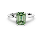 White gold Fancy Green Emerald Cut Solitaire Diamond Ring with Six-Prong Setting and Classic Band_38