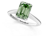 White gold Fancy Green Emerald Cut Solitaire Diamond Ring with Six-Prong Setting and Classic Band_39