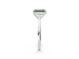 White gold Fancy Green Emerald Cut Solitaire Diamond Ring with Six-Prong Setting and Classic Band_5