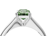 White gold Fancy Green Emerald Cut Solitaire Diamond Ring with Six-Prong Setting and Classic Band_7