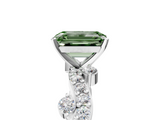 White gold Fancy Green Emerald  Cut Solitaire Diamond Twisted Band with Pave Setting_70