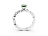 White gold Fancy Green Emerald  Cut Solitaire Diamond Twisted Band with Pave Setting_80